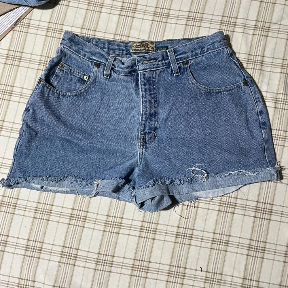 Vintage EXP High Rise Cut Off Jean Shorts USA Made Size 9/10 Zipper Fly
